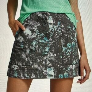 NWT Anthony Thomas Melillo ATM Abstract Gray Turquoise Purple Mini Ripstop Skirt